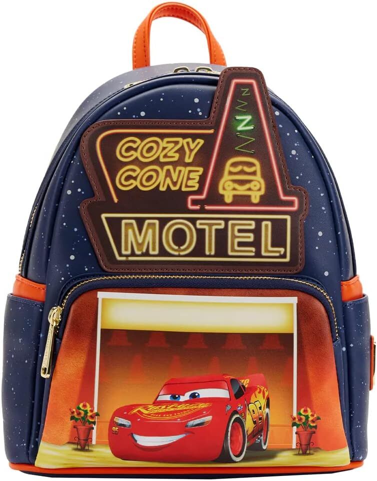 Loungefly Navy & Red \'Cozy Cone Motel\' Cars Mini Backpack Amazon.com: Loungefly Disney Pixar Moments Cars Cozy Cone  main image 2