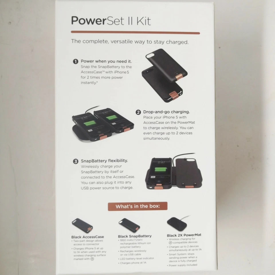 Duracell Powermat for iPhone 5 PowerSet 2 II Kit Wireless Charging Case Battery  - Image 2 of 3