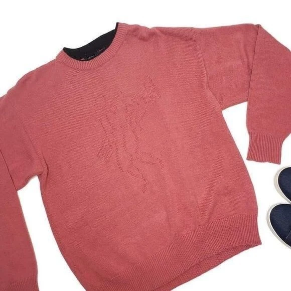 Ashworth Golf Hombre Salmón Algodón Tejido Manga Larga Suéter con Logo Med Foto 4 de 4