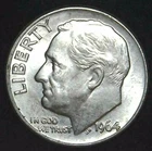 1964-D 10C Roosevelt Dime BU 90% Silver 21oto0718-3