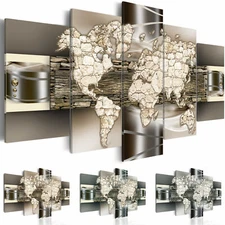 WORLD MAP Canvas Wall Art Image Photo Print k-A-0023-b-n