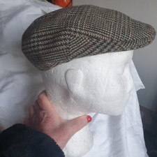 Vintage Flat Cap Peaky Blinders Wool Mix Brown Tan  Check One Size Unisex