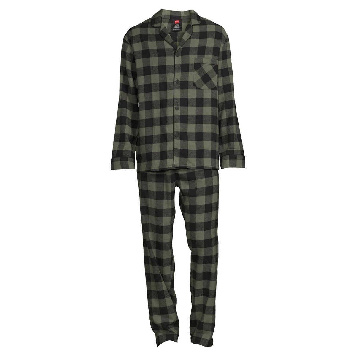 Christmas Pajamas Green Plaid Flannel Pajamas Hanes Men Cotton