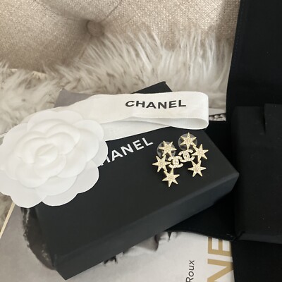 Authentic CHANEL Comete Crystal &Faux Pearl Pierced Earrings RARE GORGEOUS   