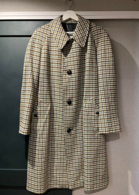 Aquascutum 80s Club Check Wool Balmacaan Coat Raglan Sleeve