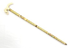 Walking Stick Cane Natural Hand Painted Human Figures Elephant Handle i602