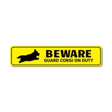 Corgi Guard Dog Sign Custom Beware Plaque Aluminum Metal Wall Decor Sign