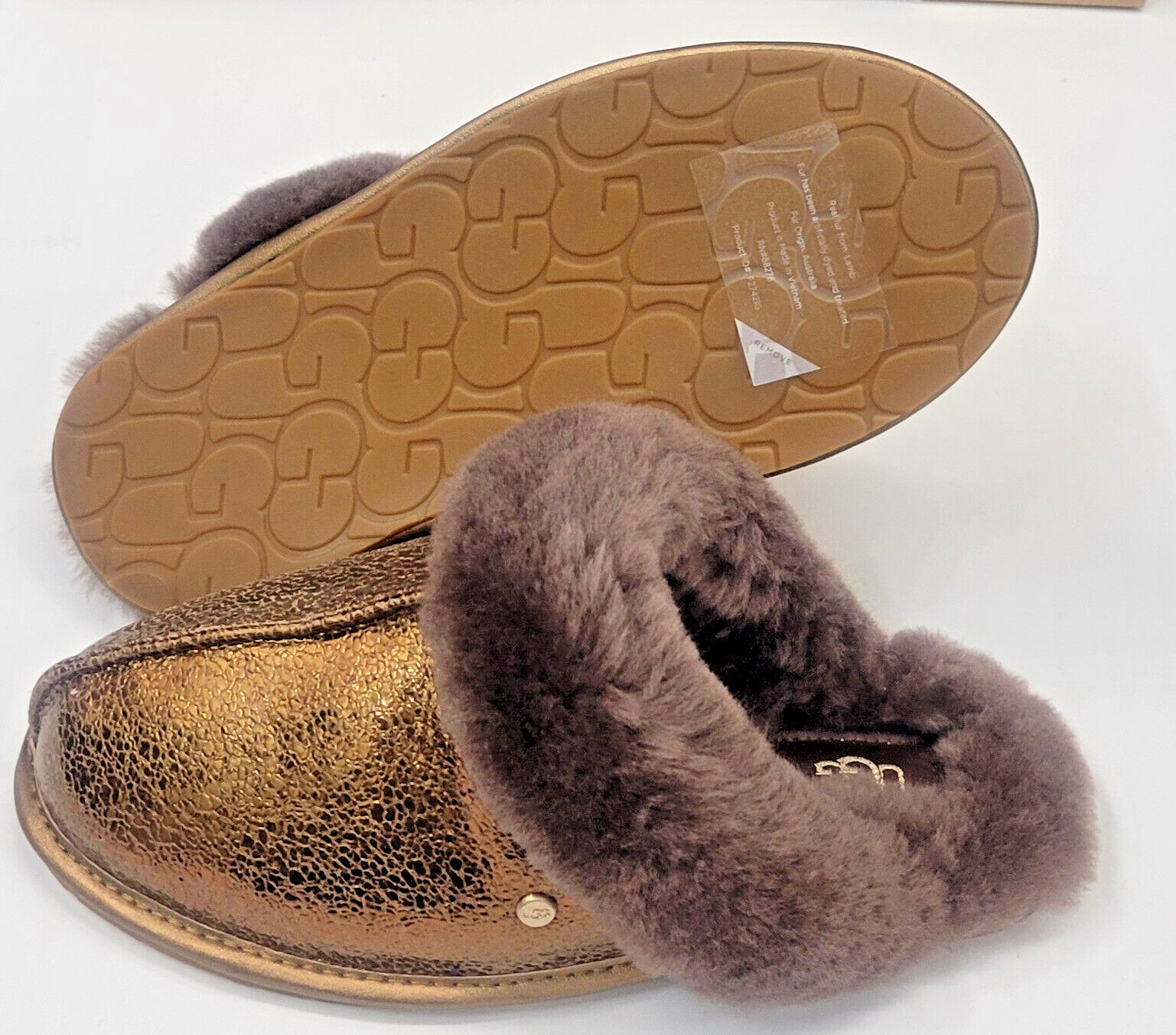 PANTOFOLA D’ORO UGG Donna Scuffette II Metallic Sparkle Bronzo 6