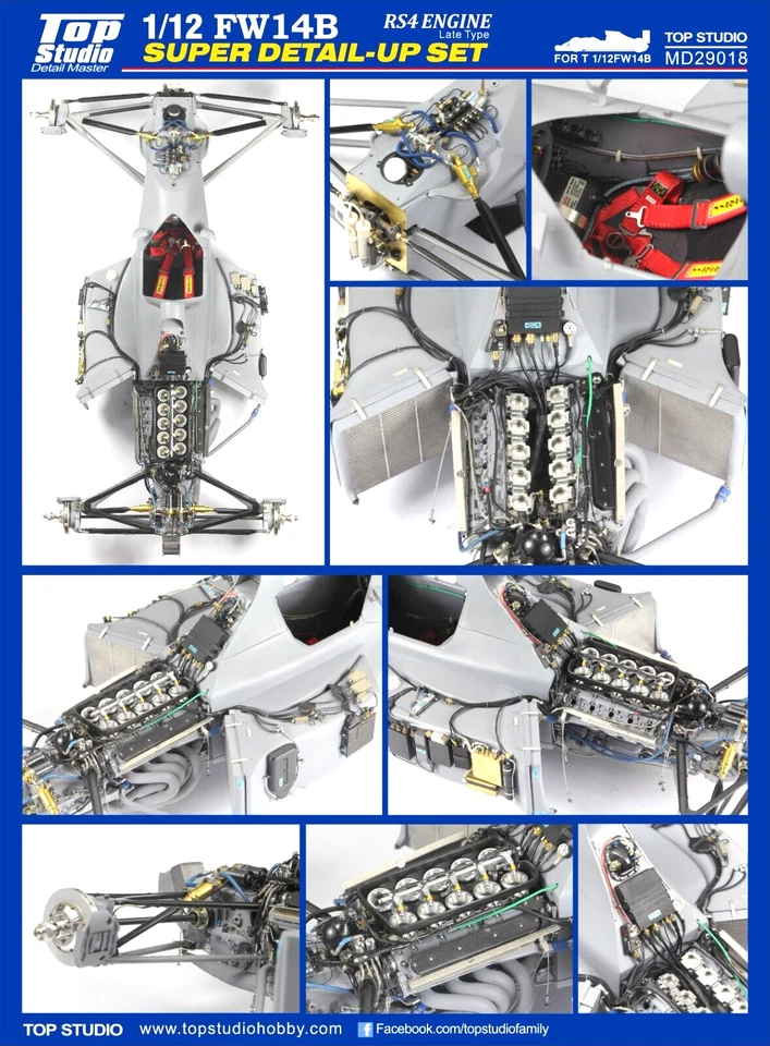 Top Studio 1/12 FW-14B Super Detail-Up Set (Engine RS4 Late Type) for Tamiya kit