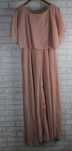 Boohoo womens chiffon cape sleeve maxi bridesmaid dress blush/pink 14 - Picture 8 of 11