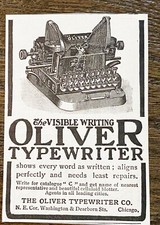 Visible Writing OLIVER TYPEWRITER Model Graphic Vtg 1899 Office Machine Print Ad thumbnail