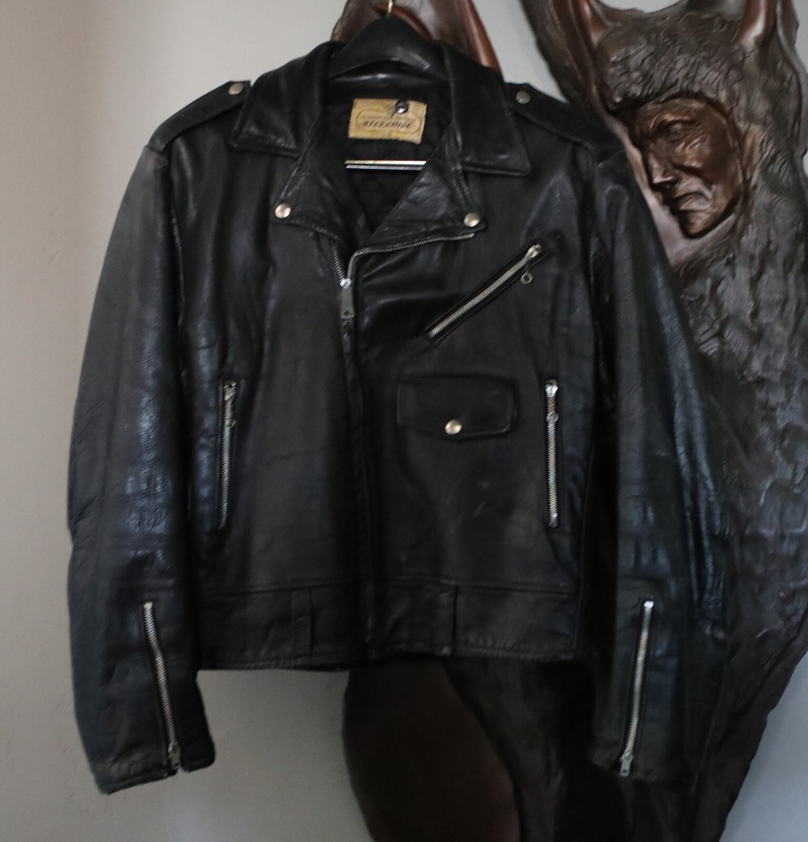 ジャケット・アウター Vintage black leather jacket 90's Oversized Leather Jacket, Vintage Leather Jacket