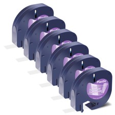 6PK Refills Label 1/2" Black on Clear Tape 16952 for Dymo LetraTag LT-100H