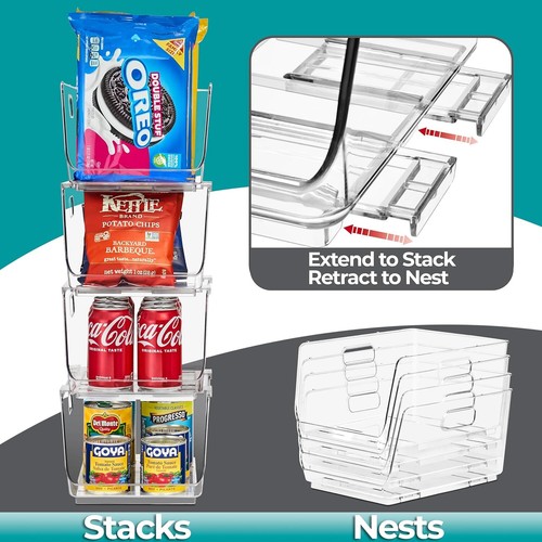 New- Stackable Storage Bins Open Front - Clear Stackable Storage Bins - Pa - Picture 5 of 5