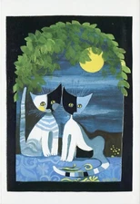 Rosina Wachtmeister - Two Cats and the Moon - Set of Ten Vintage Notecards