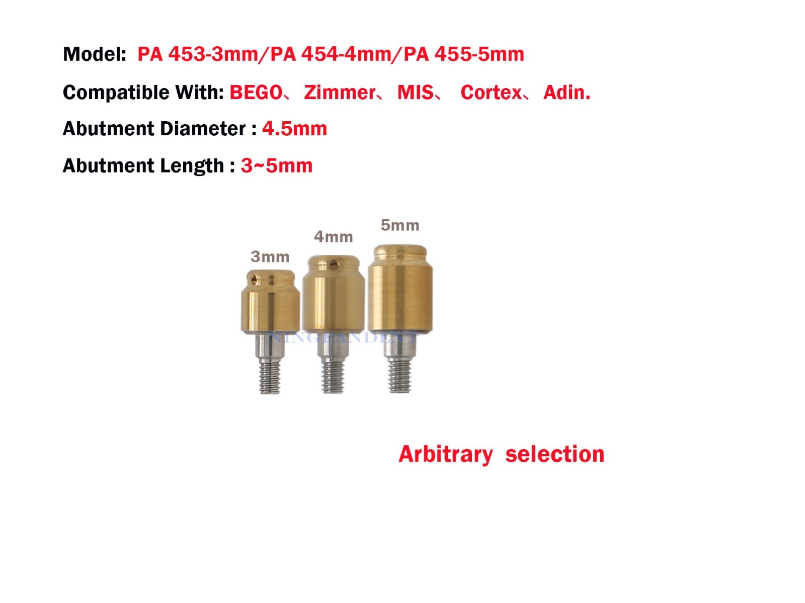 PAØ4.0mm Dental Attachment Abutment Male Cap Tool fit Zimmer MIS