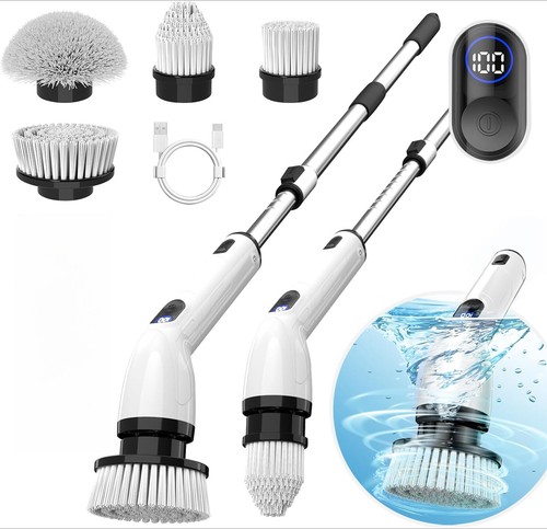 Cordless Spin Scrubber-Electric Shower Brush for Bathroom Kitchen Tile Cleaning