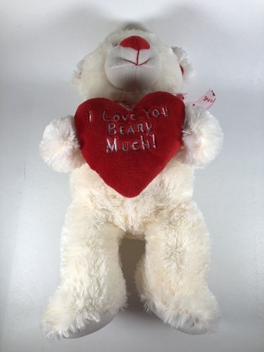 Sound N Light Animatronics Plush White Bear Heart Love You Beary Much Valentines - Picture 2 of 11