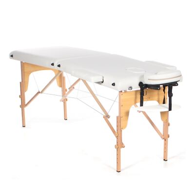 Tragbare Massage / Tattoo Tisch Bett Klappbar Schönheitssalon Couch Holz Weiß