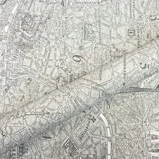 Parisian Map 100% Cotton Vintage Upholstery Fabric 54"