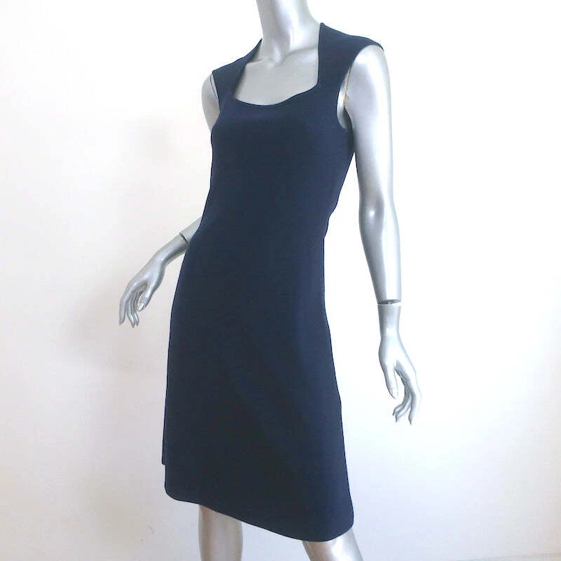 Vestido Ralph Lauren Etiqueta Negra Corte Espalda Azul Marino Elástico Tejido Talla Mediana Foto 2 de 4