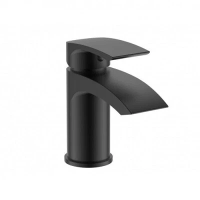 WENTWORTH BATHROOMS Matt Black Mini Basin Mono Mixer Tap & Click Waste KHL307K