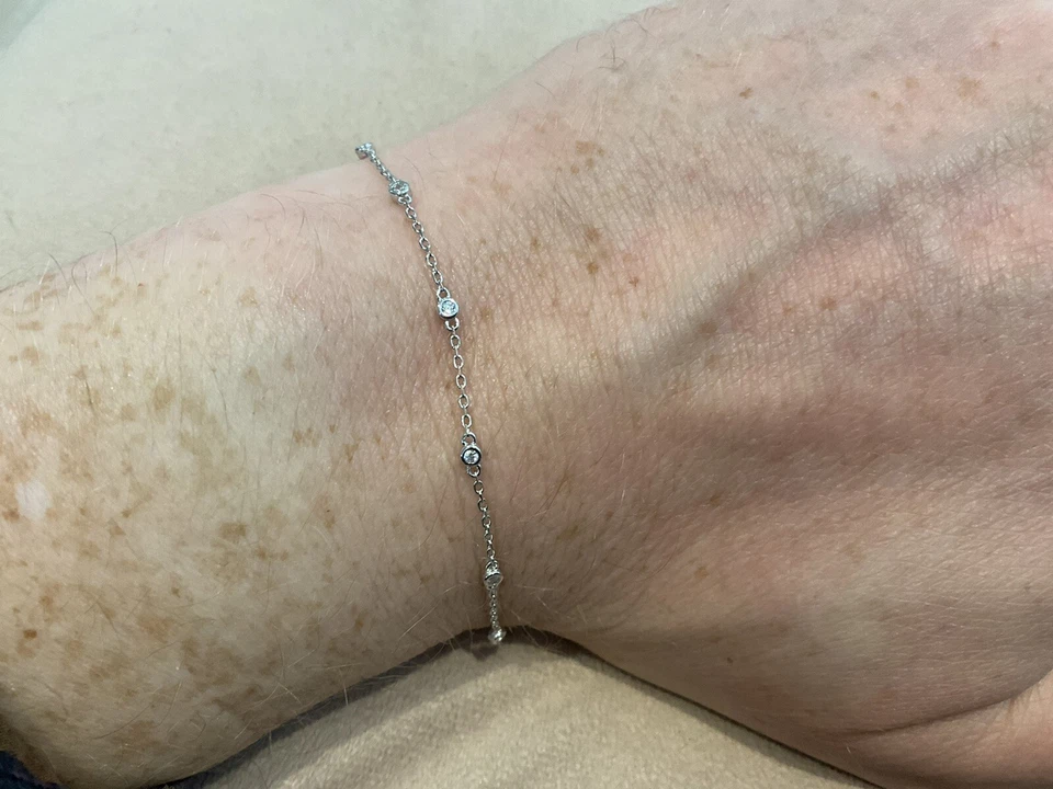 0.3 Carat Lab Created Diamond Bracelet Platinum Plated 925 6.5” - 7.5” Inch — 第 2/4 张图片