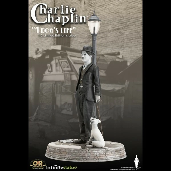 -=] STATUE INFINIE-Charlie Chaplin « A Dog's Life » avec statue légère ancien... - Photo 3/4