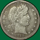 1914 Barber Quarter Very Fine VF Coin #35334