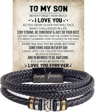 To My Son Gift for Son Bracelet Love from Mom, Dad Forever Birthday, Graduation