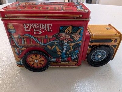 Engine 5 Decorative Fire Truck Tin Container. Piggy Bank
