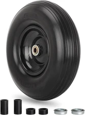 13" Wheelbarrow Tire, 4.00-6 Flat-Free Solid Tire and Wheel, with 5/8" or 3/4" B