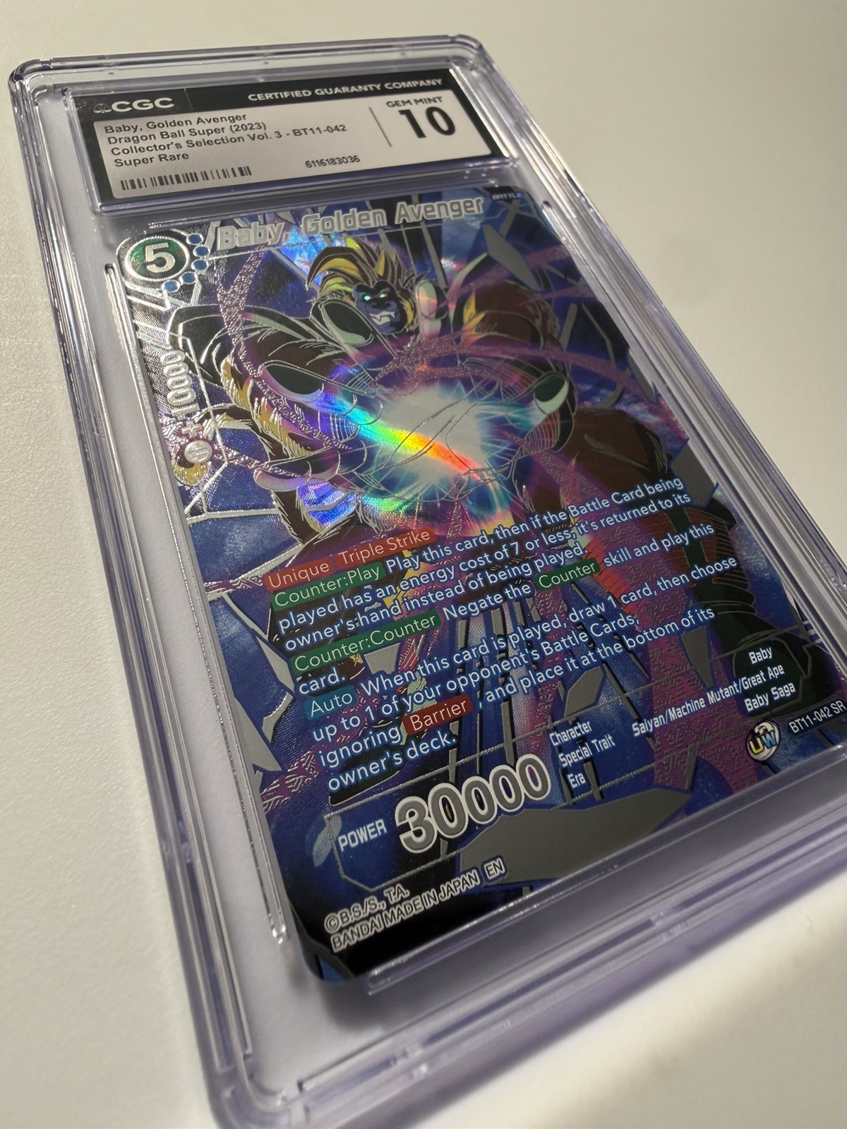 Bandai Dragon Ball Super Card Game Baby Golden Avenger SR Foil Vol. 3 CGC 10  view 3