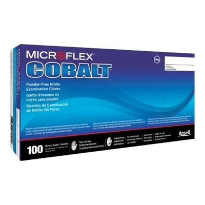 Ansell Microflex Cobalt Exam Glove Medium 9.5'' Ambidextrous Nitrile Blue, 1000