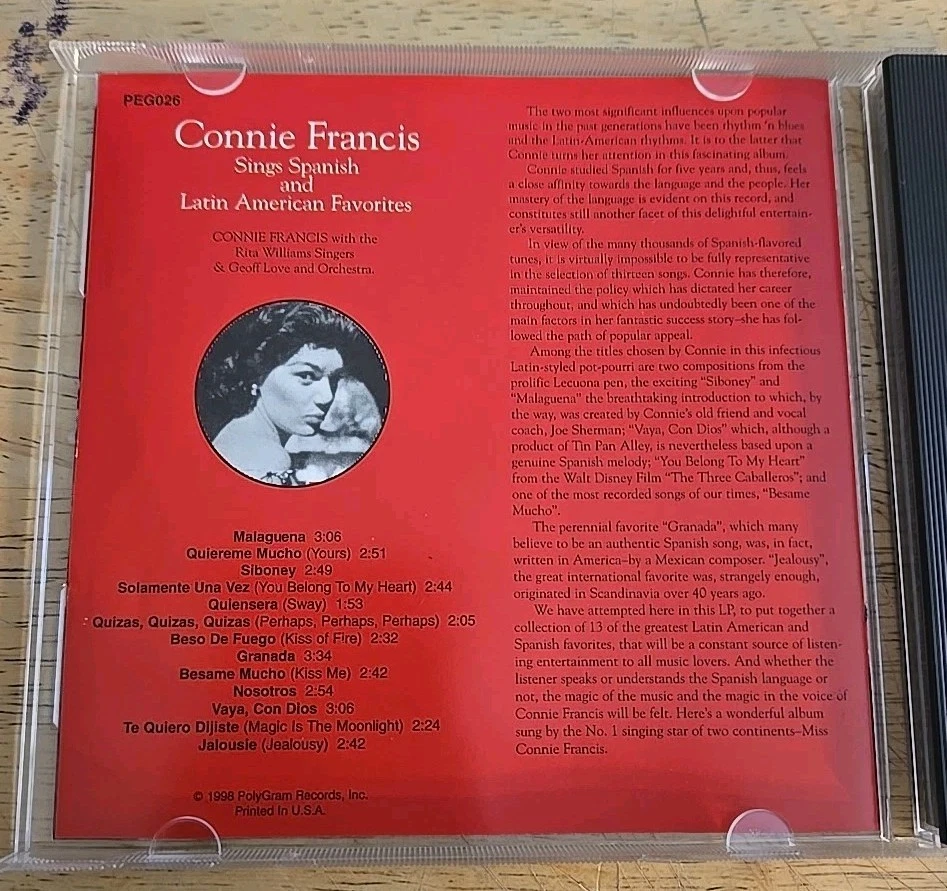 Connie Francis - Sings Spanish And Latin American Favorites Rare Polymedia  — 第 3/4 张图片