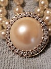 Vintage 3 Strand Faux Pearl Necklace With Rhinestones & Pearl Pendant. Mint Cond — photo 5