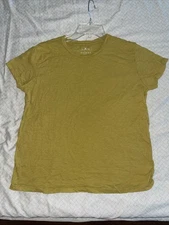 Velvet by Graham & Spencer Vintage Slub Tee Women XL Mustard Yellow Short Sleeve
