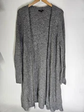 Nordstrom Halogen Long Chunky Knit Cardigan Sweater Women's Fall Winter L Gray