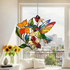 Spring Birds Floral Acrylic Suncatcher
