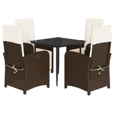 Patio Dining Set with Cushions Outdoor Furniture Brown Poly Rattan vidaXL