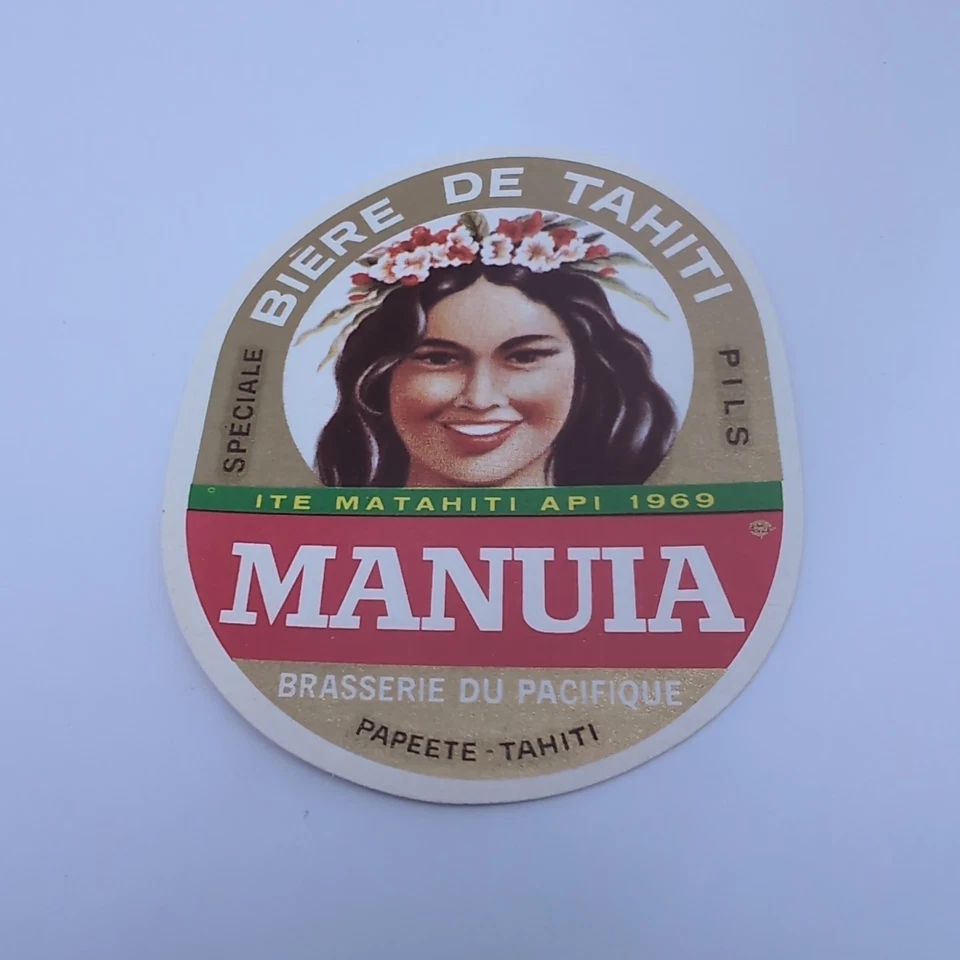 Etiqueta de cerveza de colección Brasserie du Pacifique Biere de Tahiti ITE MATAHITI API 1969 Foto 2 de 4