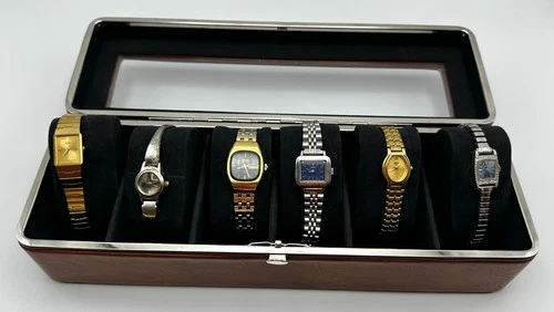 SEIKO Women's Vintage Quartz & Automatic Working Watches, Lot of 8 w/Watch Box