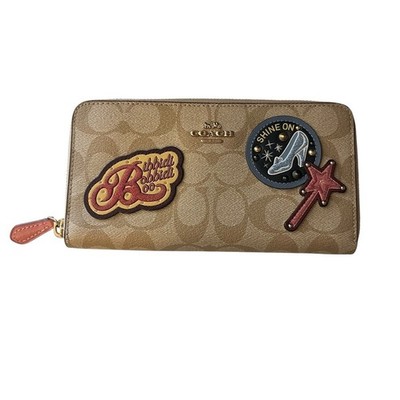 Disney X Coach Accordion Zip Wallet In Signature Canvas With