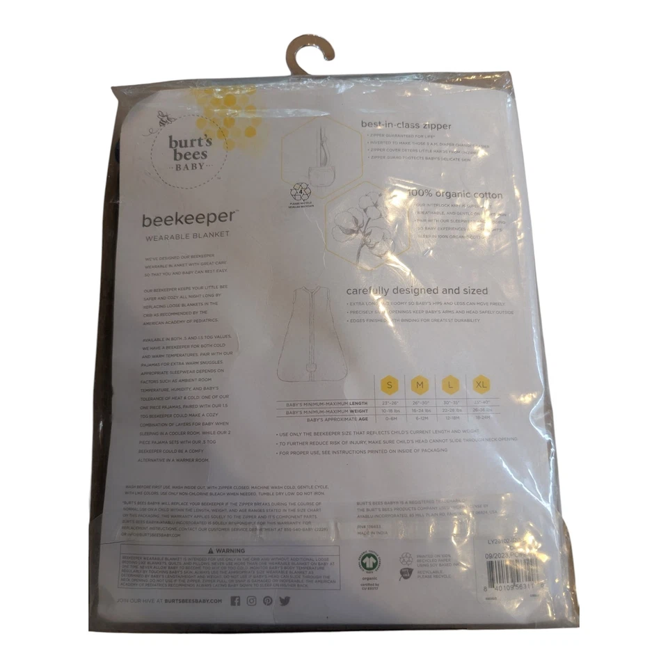 Manta Usable Apicultor Bebé Burt's Bees - Amigable Osos Algodón Orgánico 0-6 M Foto 3 de 4