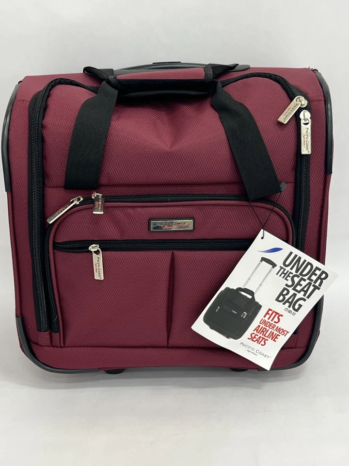 Pacific Coast Signature Underseat 15.5" Rolling Tote Carry-On Luggage Red NEW - Image 2 of 4
