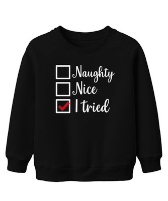 Weihnachten Naughty Nice I tried Lustig Geschenk Weihnachtsmann Unisex Kinder Sw