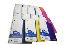 15 Bazic 1 Subject Spiral Notebook Wide Ruled 70 Sheets 10.5 x 8 in Mixed Colors