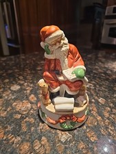 Vintage Santa Claus Musical Figurine   7  Tall   Works   Bag Of Toys