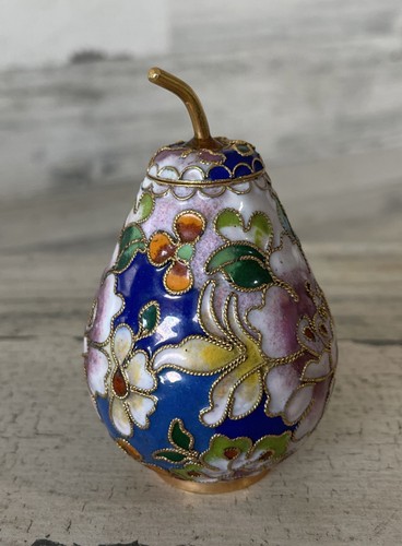 Vintage Purple & Blue Cloisonne Pear Lidded Box - Picture 2 of 5