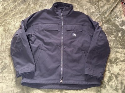 Carhartt Jacket Mens Large Black Softshell J176 Full Zip Lined Windbreaker